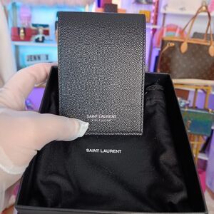 Yves Saint Laurent Black Leather Stationary NotePad Cover Case/Card Case full se